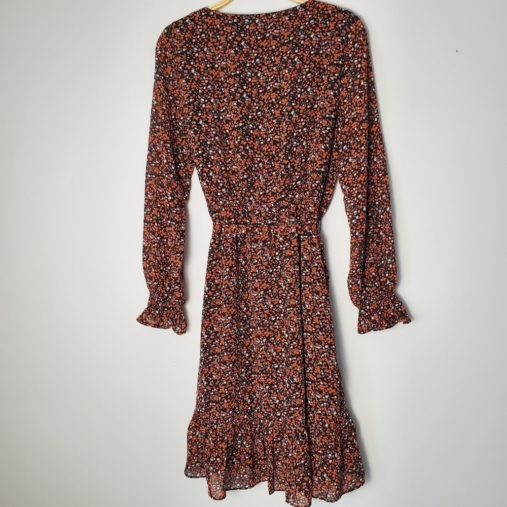 RW&Co Long Sleeve Printed Chiffon High-Low Dress - Picture 10 of 12